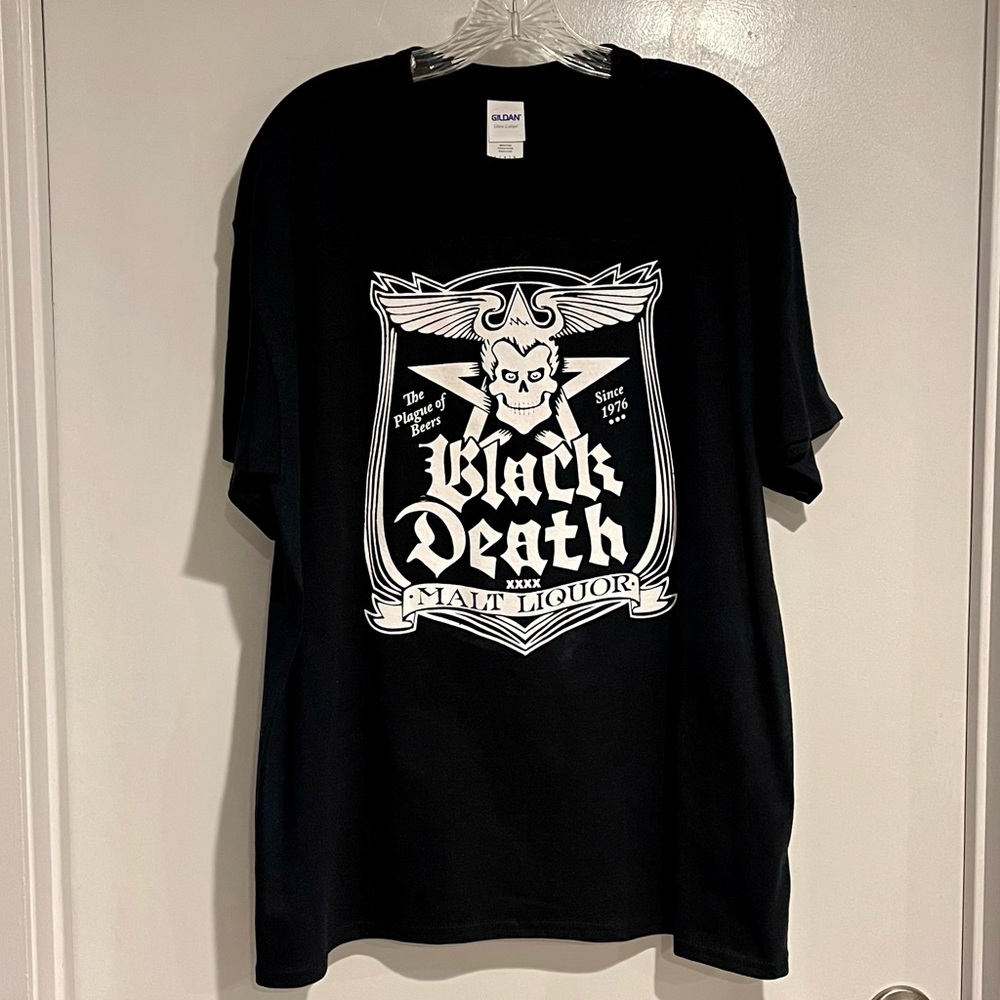 EUC. Gildan Ultra Cotton Shirt. Black with White Chest Design. Size Large. - Picture 3 of 5